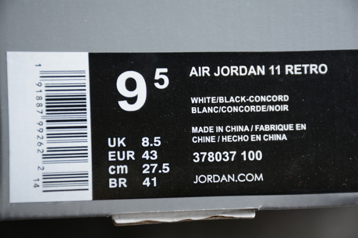 AIR JORDAN 11 "CONCORD" 2018 378037-100