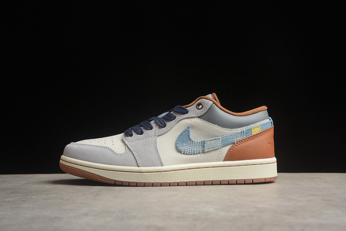 Air Jordan 1 Low SE Phantom Repaired Denim Swoosh FZ5042-041
